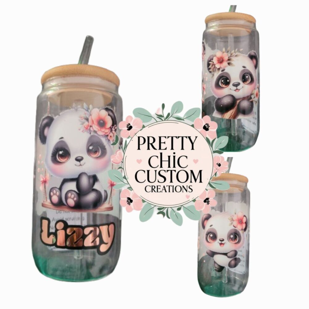 Cute Panda Glass with Name
