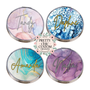 Marble Effect Round Compact Mirror