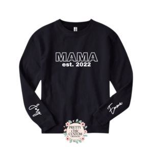 Personalized “MAMA” Sweater with Kids Names on Sleeve | Custom Mom Sweatshirt