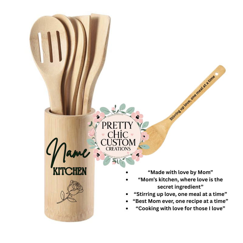 Personalized Mother’s Day 5-Piece Utensil Set with Cute Sayings