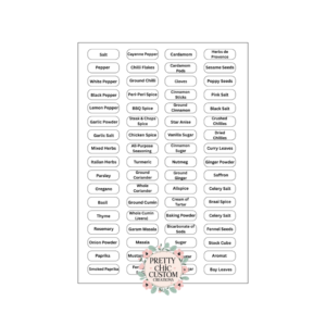 Personalized Spice Jar Labels Set | 68 Vinyl Water-Resistant Labels for Kitchen Organization